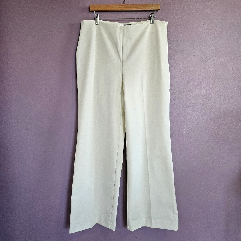 NEW Talbots Cream Pull On Side Zip High Waisted Wide Leg Dress Pants